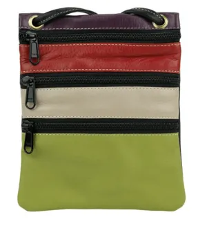 Franco Bonini Womens 3 Front Zip Sling Crossbody Bag