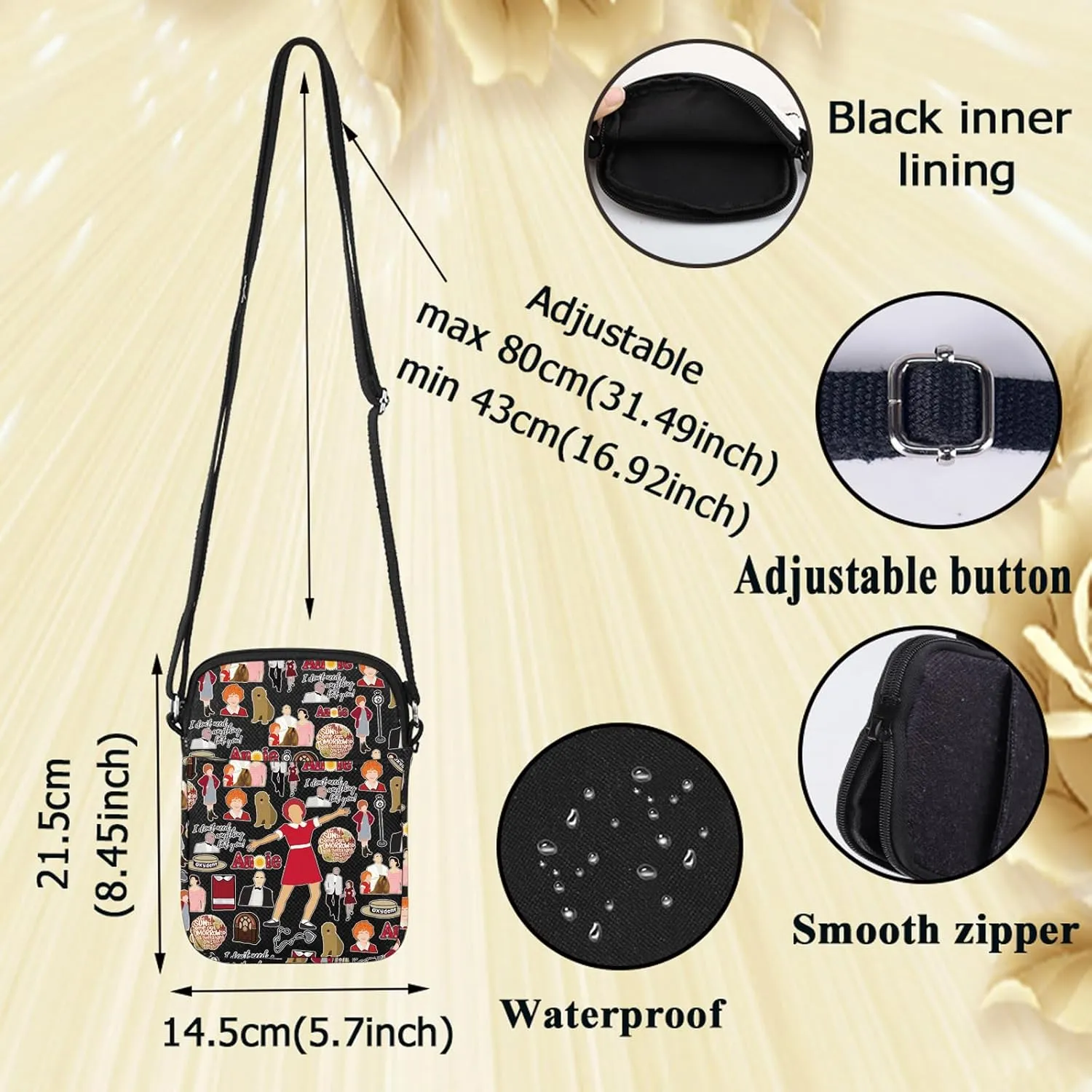 G2TUP Hope in Scarlet Crossbody Bag Orphan Grace Fans Gift Red Ribbon Girl Musical Shoulder Bag Hard-Knock Dreams Merch