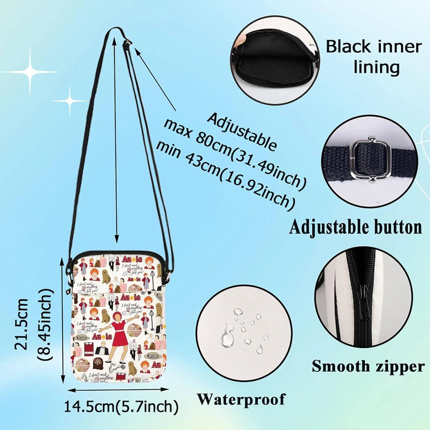 G2TUP Hope in Scarlet Crossbody Bag Orphan Grace Fans Gift Red Ribbon Girl Musical Shoulder Bag Hard-Knock Dreams Merch