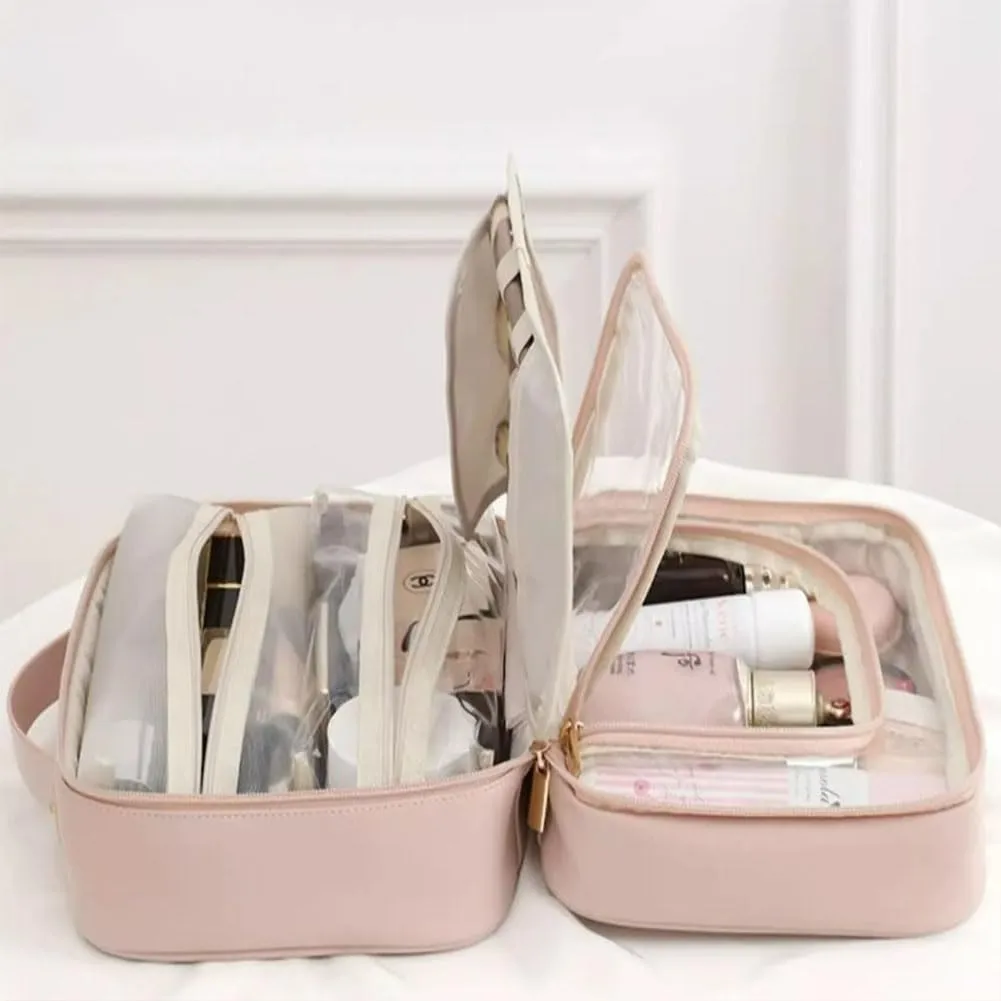 GDSAFS Multi Compartment Toiletry Bag, Multi-Compartment Toiletry Cosmetics Bag, Toiletry Cosmetics Bag Consulbefor for Makeup Travel (2pcs-C)