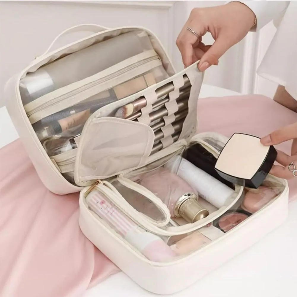GDSAFS Multi Compartment Toiletry Bag, Multi-Compartment Toiletry Cosmetics Bag, Toiletry Cosmetics Bag Consulbefor for Makeup Travel (2pcs-C)