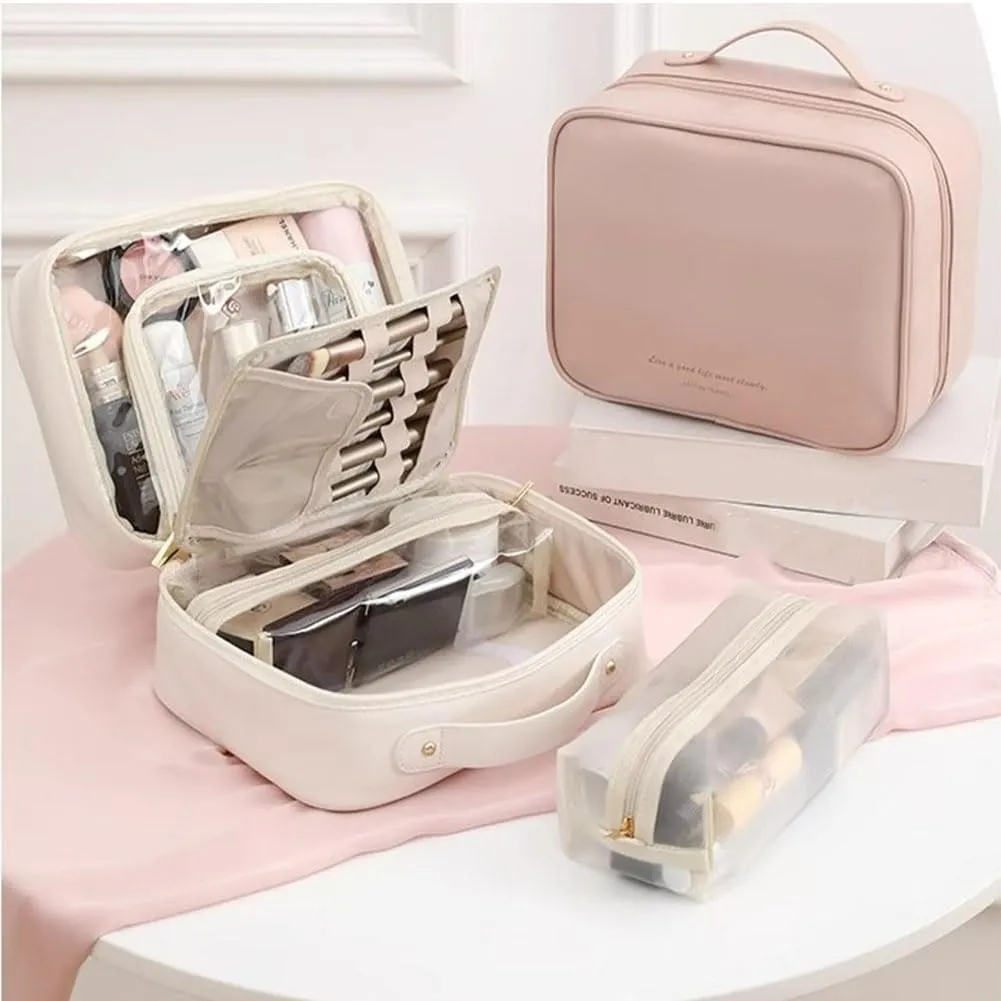 GDSAFS Multi Compartment Toiletry Bag, Multi-Compartment Toiletry Cosmetics Bag, Toiletry Cosmetics Bag Consulbefor for Makeup Travel (2pcs-C)