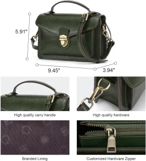 Genuine Leather Top-Handle Bag For Women: Crossbody Handbags - Vintage Messenge Bag Buckle Shoulder Purse