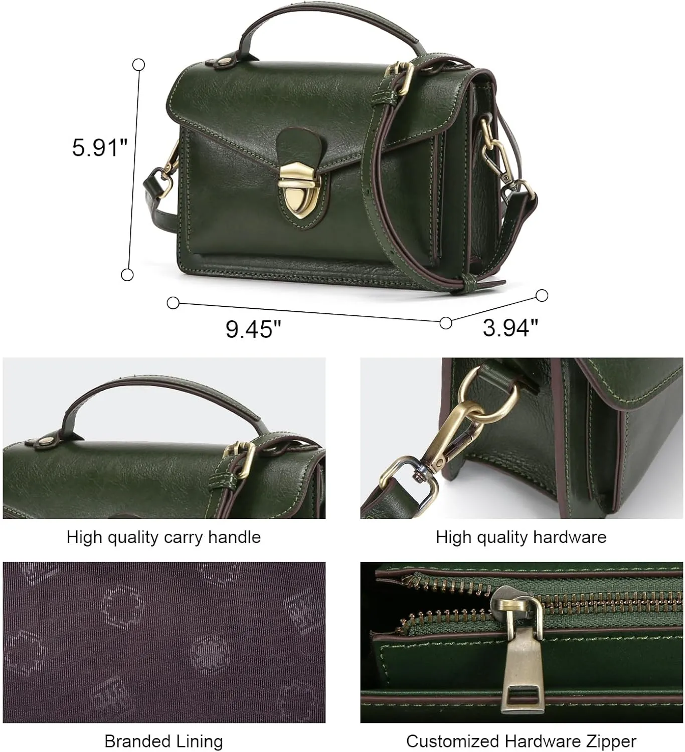 Genuine Leather Top-Handle Bag For Women: Crossbody Handbags - Vintage Messenge Bag Buckle Shoulder Purse