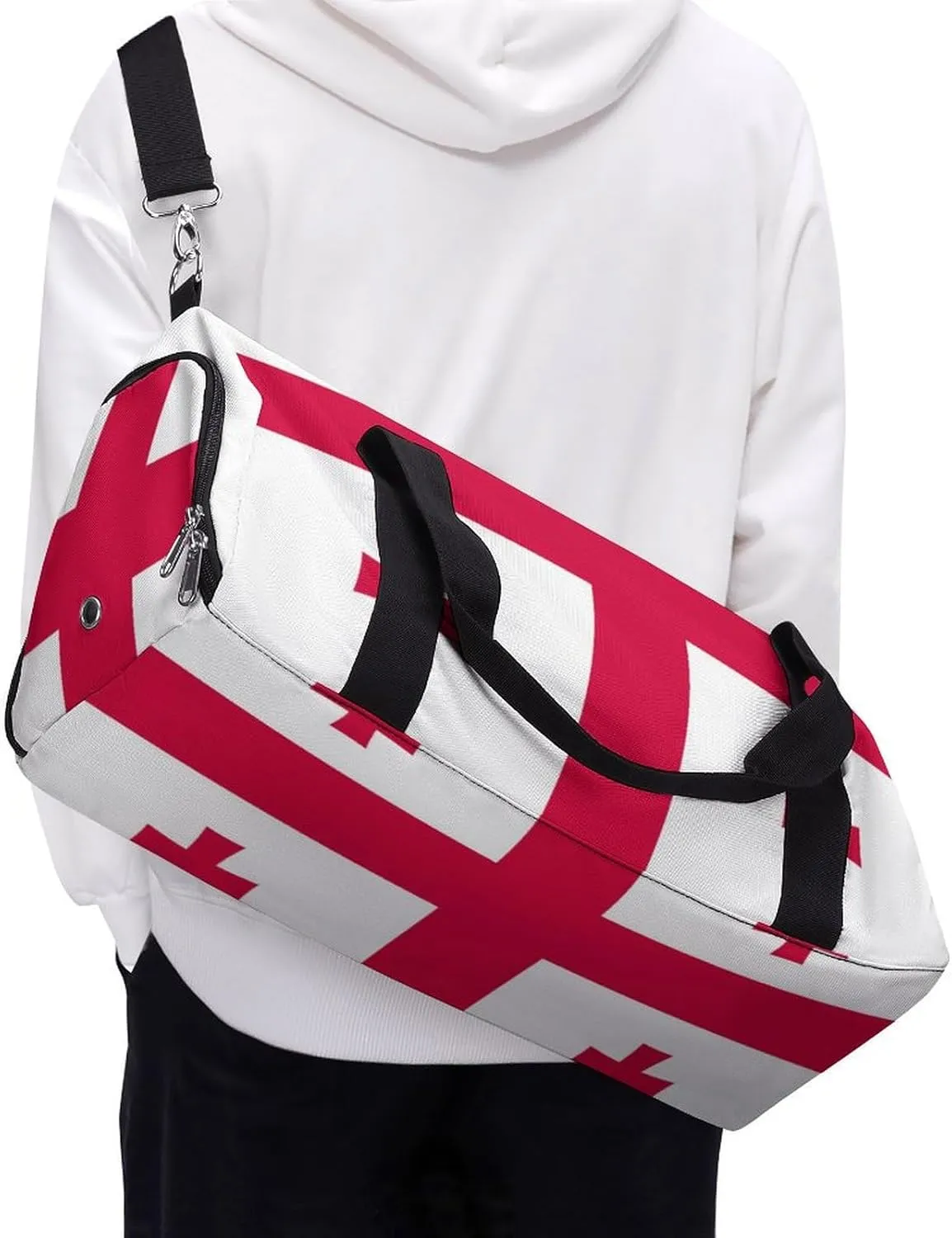 Georgia Flag Travel Gym Bag Waterproof Weekender with Shoe Compartment and Wet Pocket