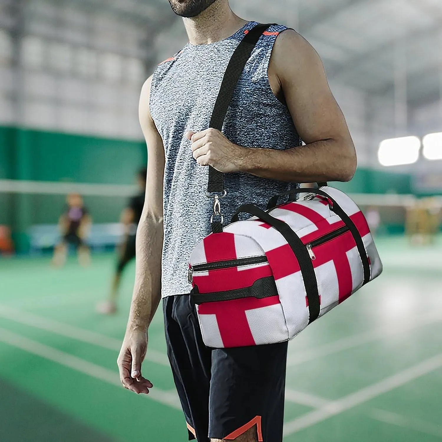 Georgia Flag Travel Gym Bag Waterproof Weekender with Shoe Compartment and Wet Pocket