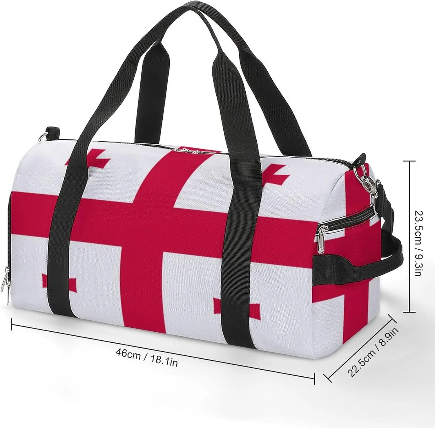 Georgia Flag Travel Gym Bag Waterproof Weekender with Shoe Compartment and Wet Pocket