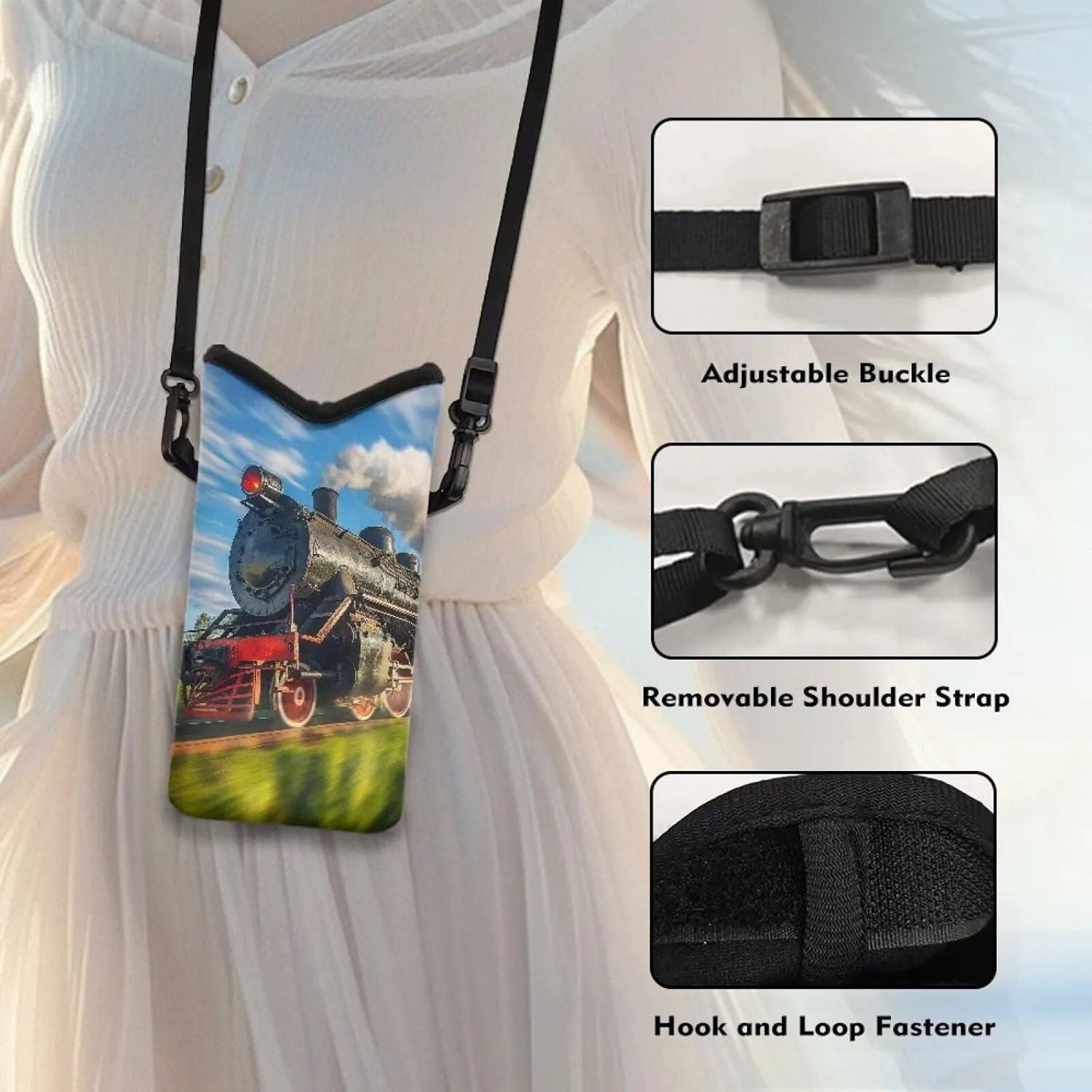 GIFTPUZZ Wallet with Adjustable Strap Cute Storage Bag for Women Men Mobile Phone Bag Small Crossbody Bag