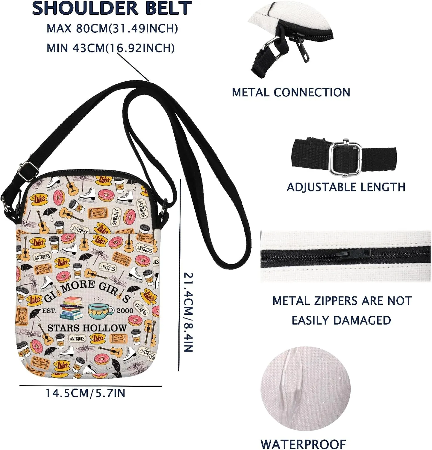 Gilmore Est 2000 Stars Hollow Inspired Crossbody Bag Dragonfly Inn Fall Gazebo Gift