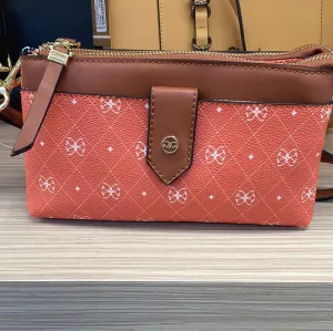 GIONNI - 11G2407 ARUBA-MULTI COMPARTMENT MONOGRAM CROSSBODY BAG - ORANGE