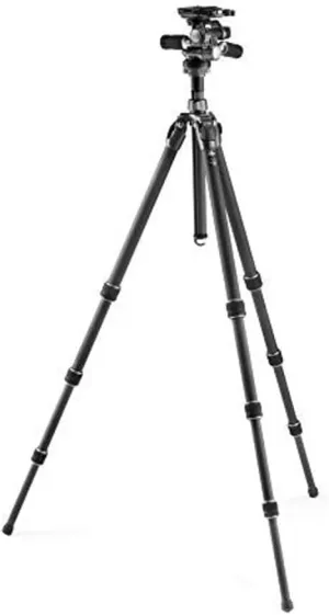 Gitzo Mountaineer Series 3, 3 Sections Carbon Fibre Tripod with Fluid Head, Professional Photography Tripod for DSLR, Reflex, Mirrorless Cameras, Holds up to 13 kg