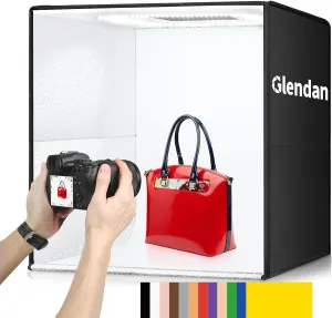 Glendan 20x20 inch Light Box Photography, Large Photo Studio Light Box, Professional Dimmable Photo Booth with 240 LED Lights & 6 Double-Sided Color Backdrops Photo Box for Product Photography