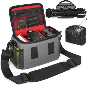 GMAK Small Camera Bag for Photographers, Anti-shock Camera Shoulder Bags with Water-resistant Rain Cover, Camera Case Compatible for DSLR/SLR/Mirrorless Cameras, 7.3'' × 4.2'' × 5.7'', Grey