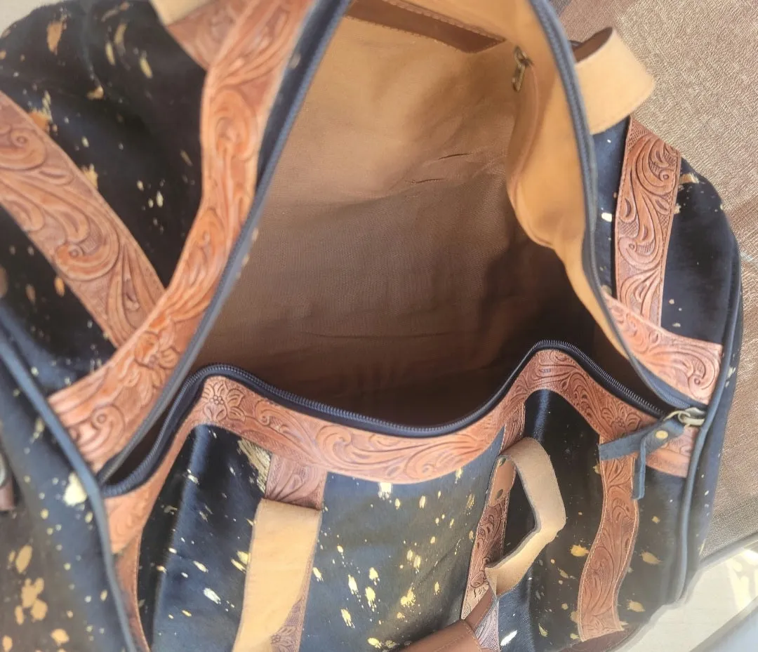Gold Acid Hair On Hide Duffle Bag
