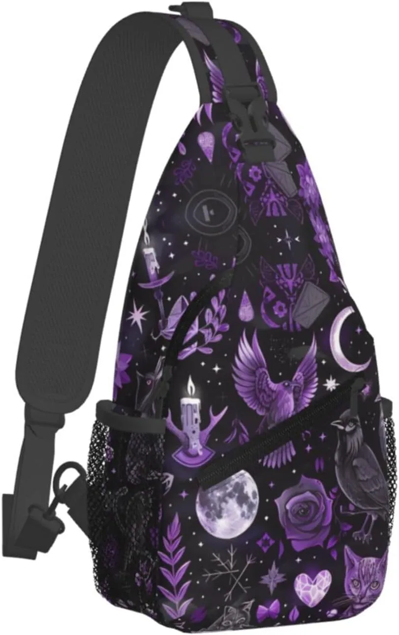 Gothic Witchcraft Outdoor Crossbody Shoulder Bag For Unisex Young Adult Hiking Bicycling