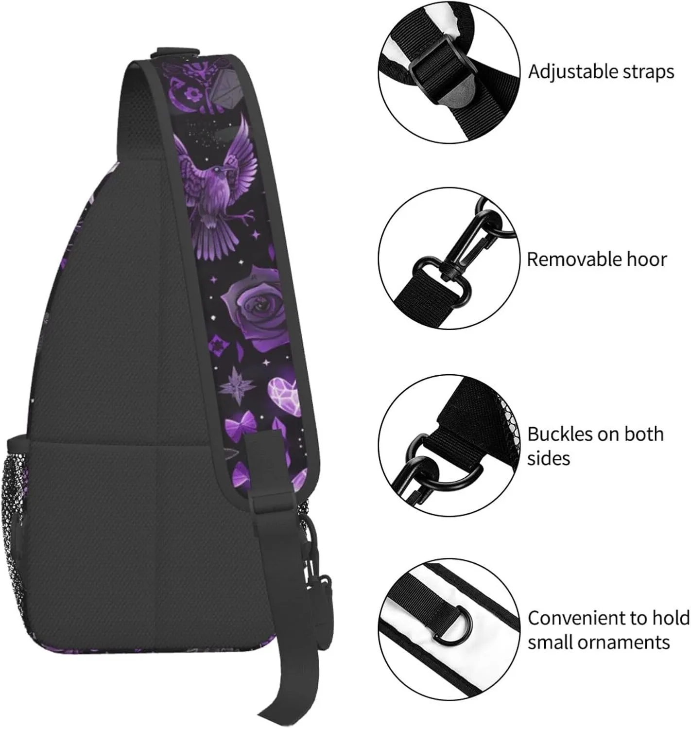 Gothic Witchcraft Outdoor Crossbody Shoulder Bag For Unisex Young Adult Hiking Bicycling