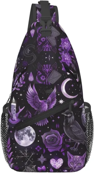Gothic Witchcraft Outdoor Crossbody Shoulder Bag For Unisex Young Adult Hiking Bicycling