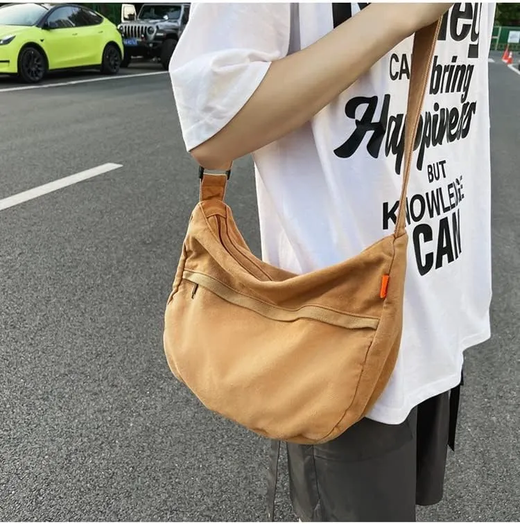 Grunge Canvas Messenger Bag Women Punk Hobo Purses Y2K Aesthetic Shoulder Bag Indie Tote Crossbody Bag Alt Emo Handbag (Green,Large)