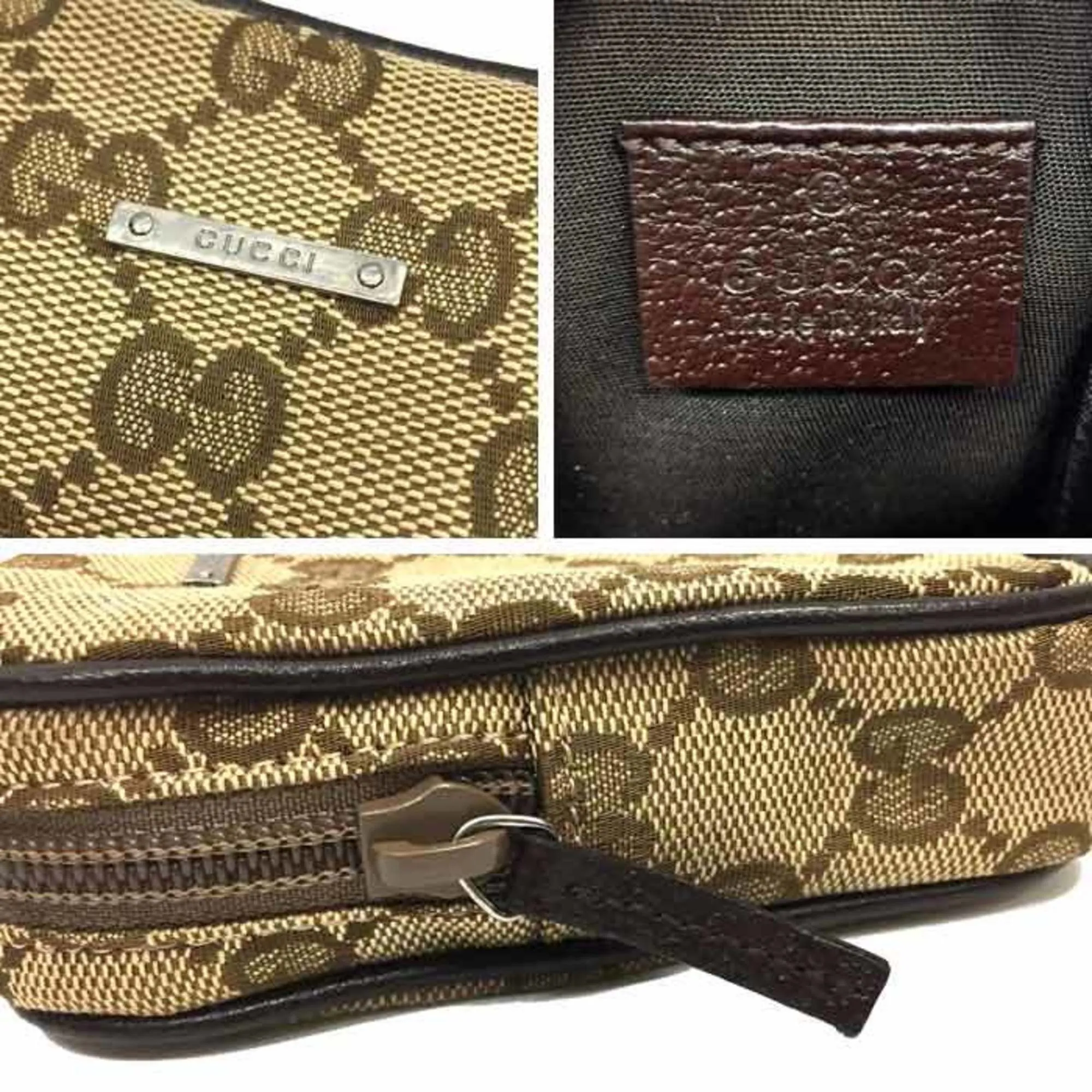 Gucci GG canvas mini pouch accessory case beige ladies men's bag