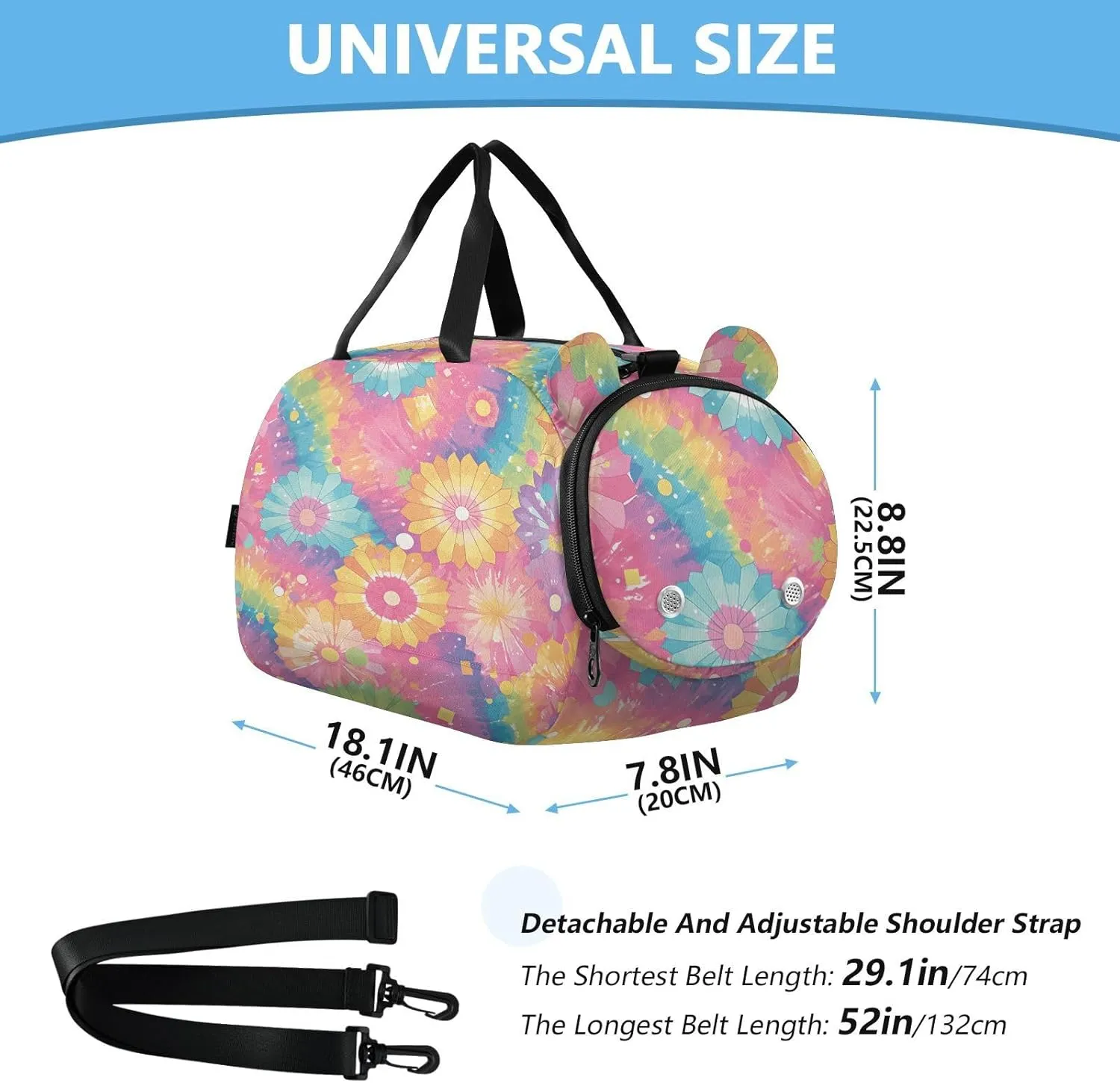 GuoChe Mini Crossbody Bag with Shoes Compartment Waterproof Black Handbag for Walk dog