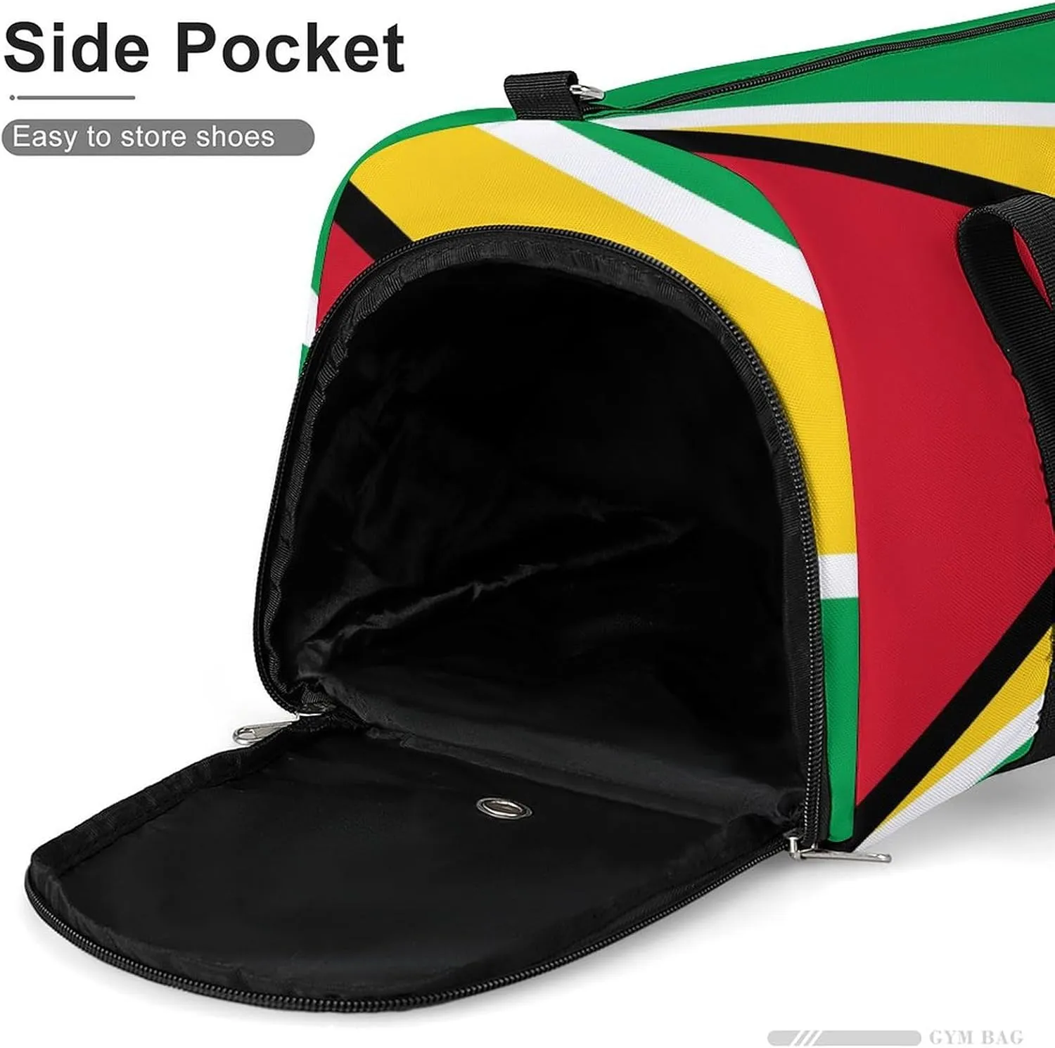 Guyana Flag Travel Gym Bag Waterproof Weekender with Shoe Compartment and Wet Pocket