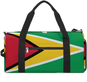 Guyana Flag Travel Gym Bag Waterproof Weekender with Shoe Compartment and Wet Pocket