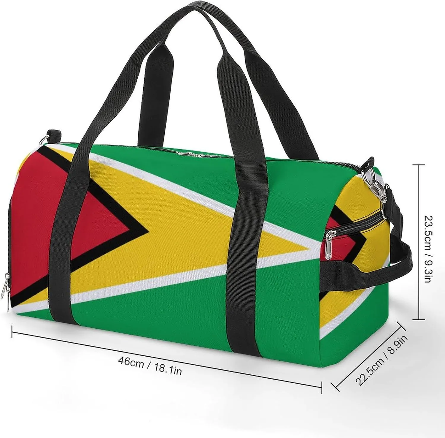 Guyana Flag Travel Gym Bag Waterproof Weekender with Shoe Compartment and Wet Pocket