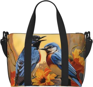 Gym Bag Birds & Sunflowers Duffel Bag for Men Women Travel Overnight Bag with Shoe Compartment Workout Bags