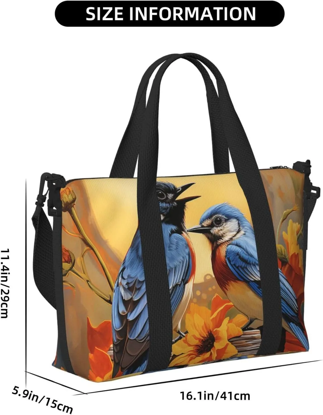 Gym Bag Birds & Sunflowers Duffel Bag for Men Women Travel Overnight Bag with Shoe Compartment Workout Bags