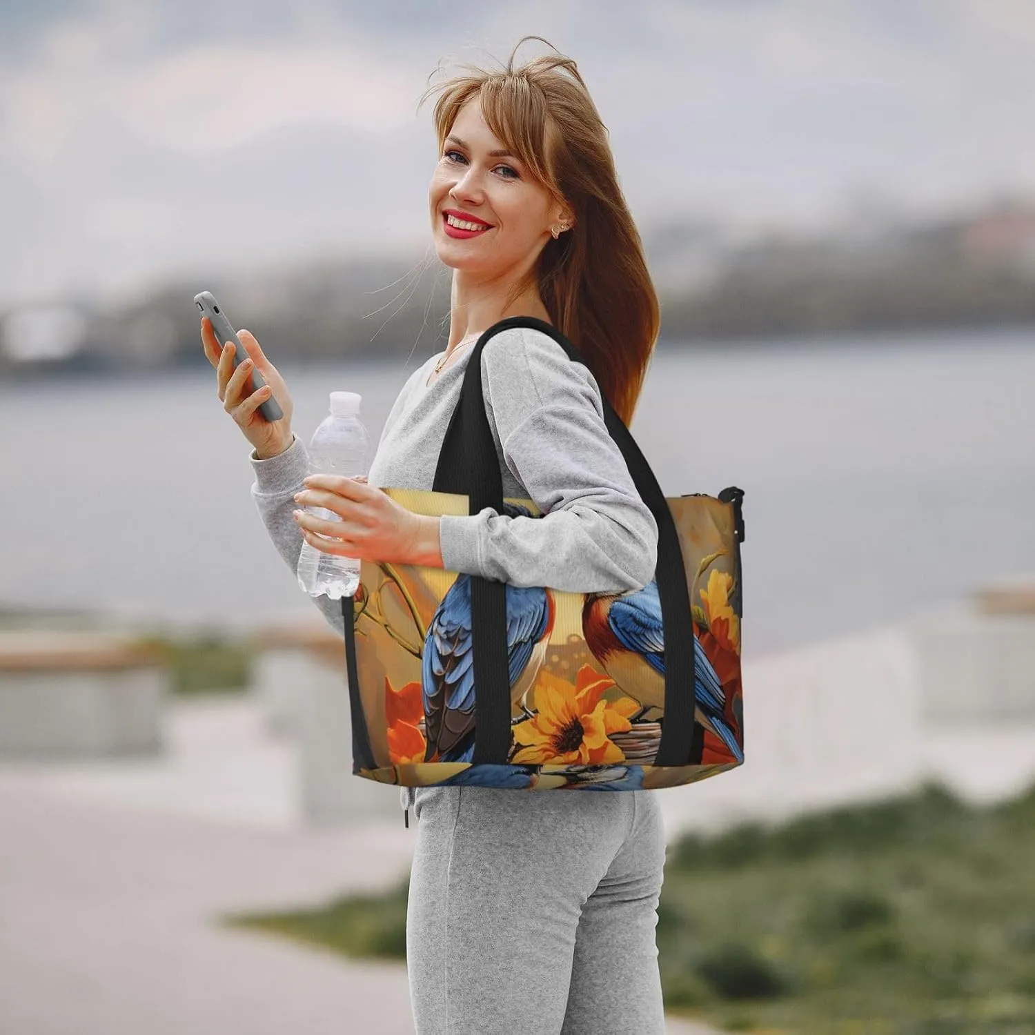 Gym Bag Birds & Sunflowers Duffel Bag for Men Women Travel Overnight Bag with Shoe Compartment Workout Bags