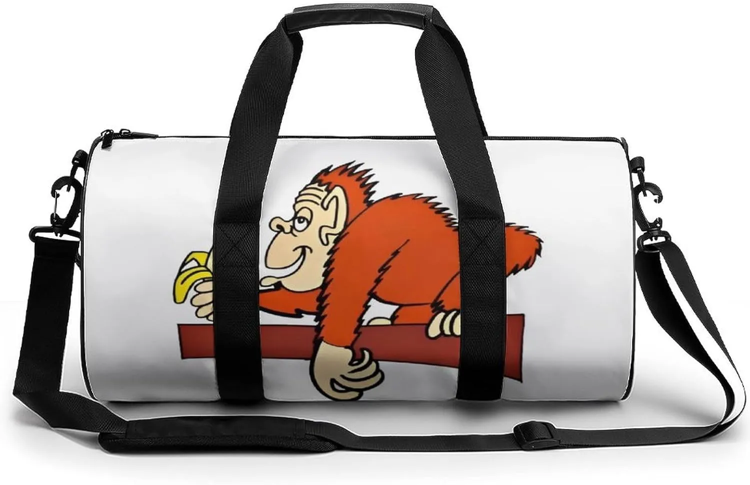 Gym Bag for Men Women Lightweight Sports Duffle Bag with Multiple Compartments Cylindrical Gym Bag for Fitness Travel And Outdoor Activities Ater Resistant Yoga Bag Training Bag Banana Monkey
