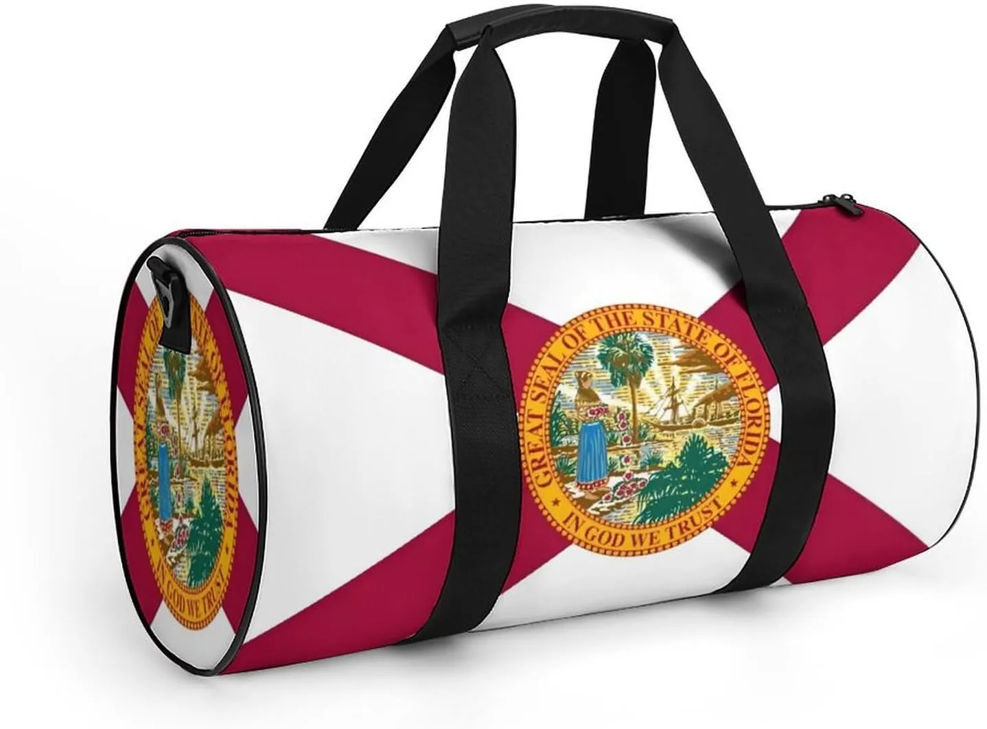 Gym Bag for Men Women Lightweight Sports Duffle Bag with Multiple Compartments Cylindrical Gym Bag for Fitness Travel And Outdoor Activities Ater Resistant Yoga Bag Training Bag Florida Emblem