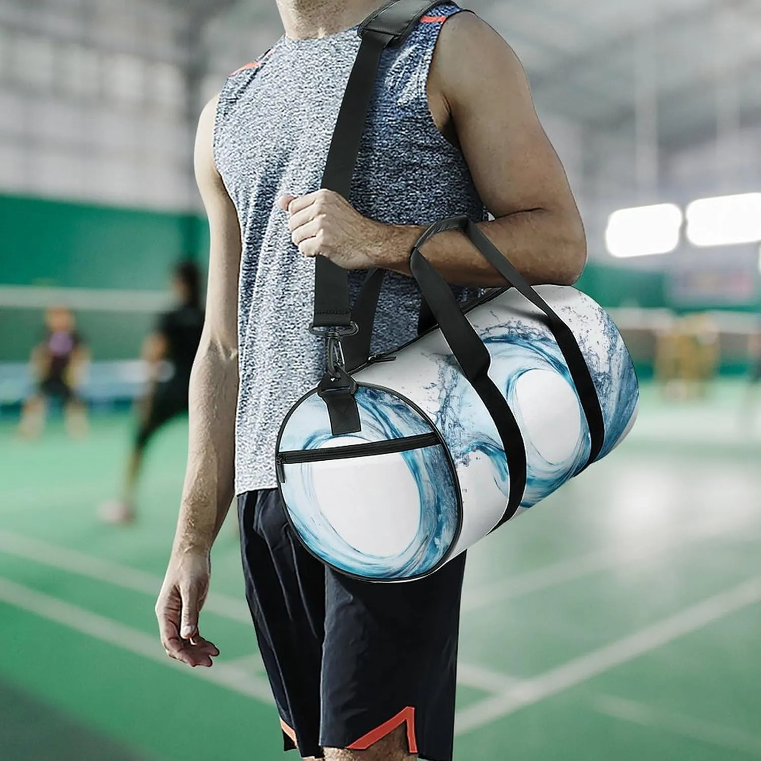 Gym Bag for Men Women Lightweight Sports Duffle Bag with Multiple Compartments Cylindrical Gym Bag for Fitness Travel And Outdoor Activities Ater Resistant Yoga Bag Training Bag Liquid Flow