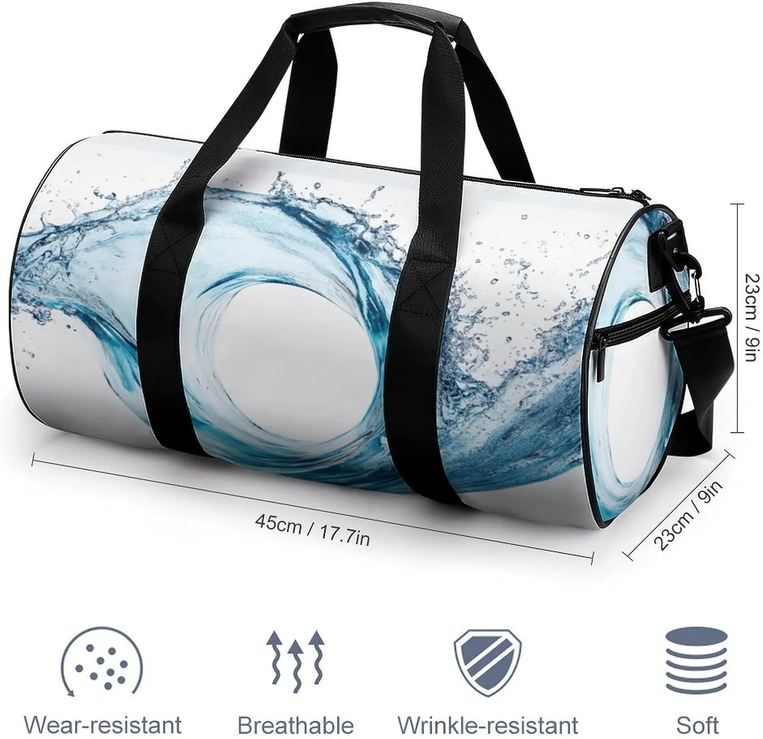 Gym Bag for Men Women Lightweight Sports Duffle Bag with Multiple Compartments Cylindrical Gym Bag for Fitness Travel And Outdoor Activities Ater Resistant Yoga Bag Training Bag Liquid Flow