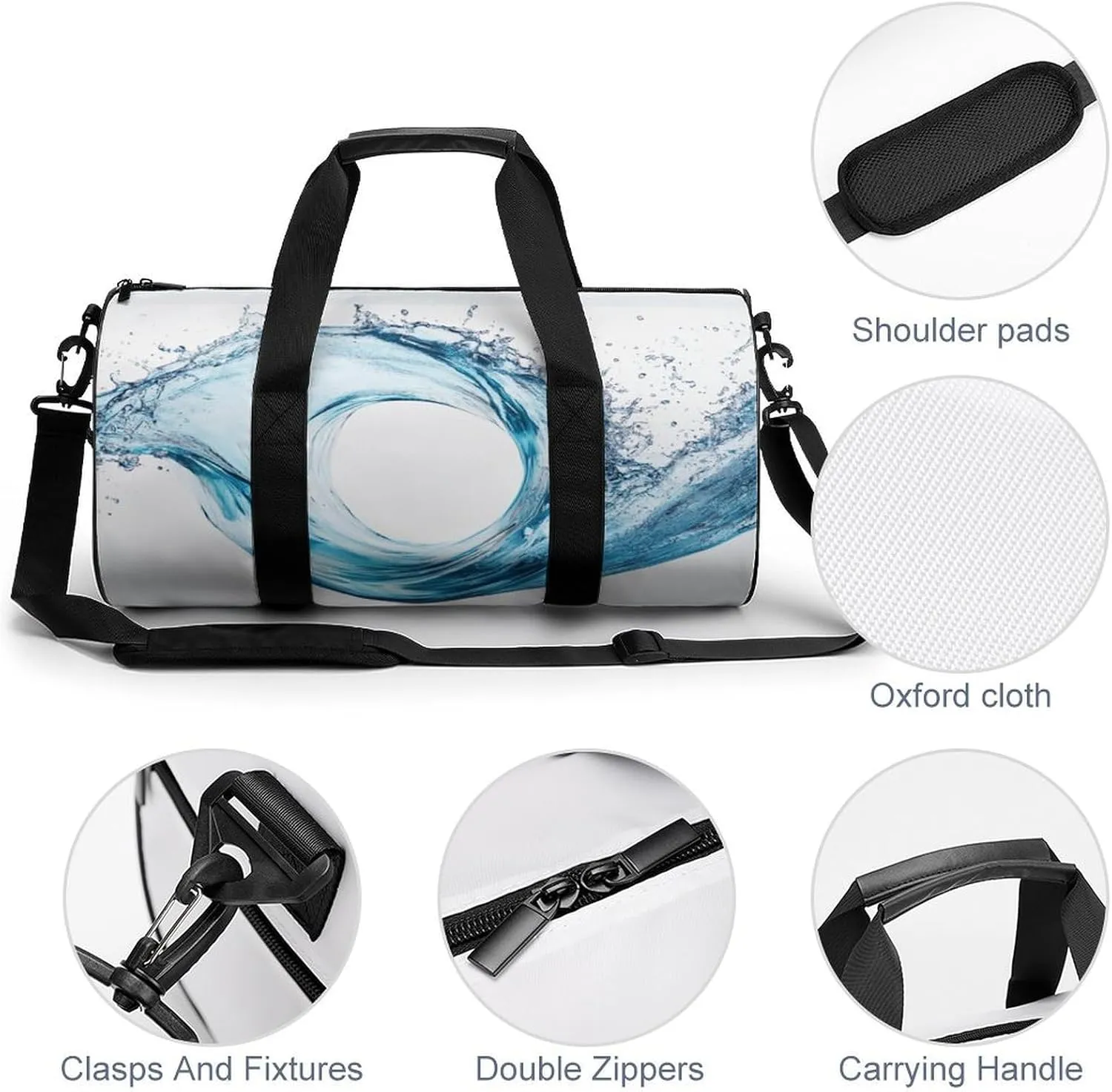 Gym Bag for Men Women Lightweight Sports Duffle Bag with Multiple Compartments Cylindrical Gym Bag for Fitness Travel And Outdoor Activities Ater Resistant Yoga Bag Training Bag Liquid Flow