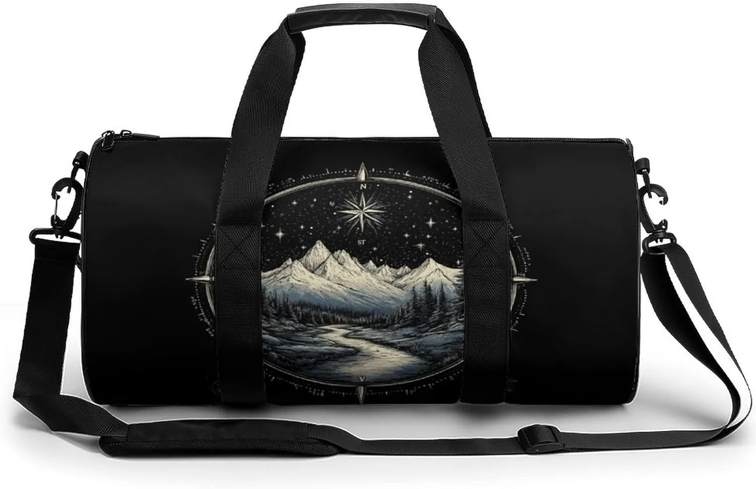 Gym Bag for Men Women Lightweight Sports Duffle Bag with Multiple Compartments Cylindrical Gym Bag for Fitness Travel And Outdoor Activities Ater Resistant Yoga Bag Training Bag Starlit Path