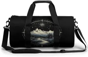 Gym Bag for Men Women Lightweight Sports Duffle Bag with Multiple Compartments Cylindrical Gym Bag for Fitness Travel And Outdoor Activities Ater Resistant Yoga Bag Training Bag Starlit Path