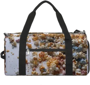 Gym Bag Lots of Popcorn Duffel Bag for Men Women Travel Overnight Bag with Shoe Compartment Workout Bags
