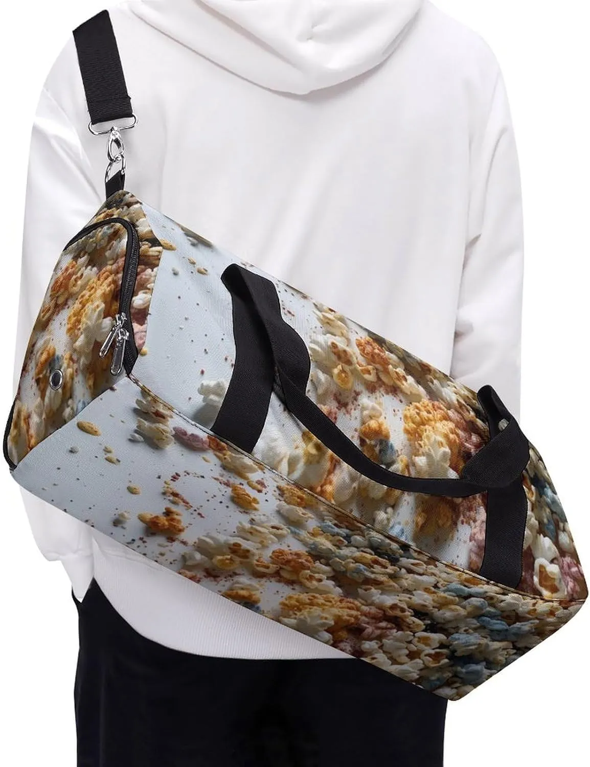 Gym Bag Lots of Popcorn Duffel Bag for Men Women Travel Overnight Bag with Shoe Compartment Workout Bags
