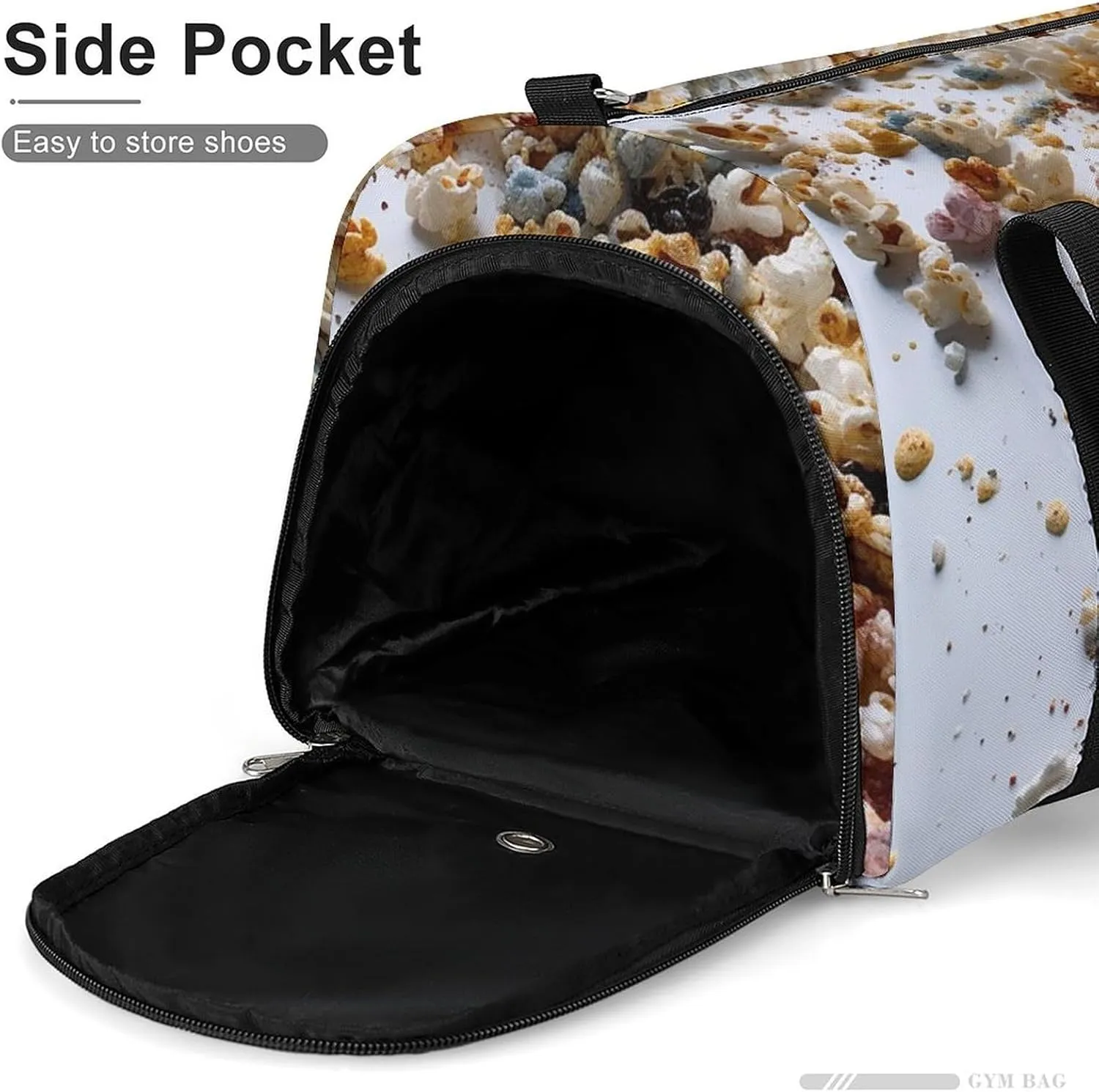 Gym Bag Lots of Popcorn Duffel Bag for Men Women Travel Overnight Bag with Shoe Compartment Workout Bags