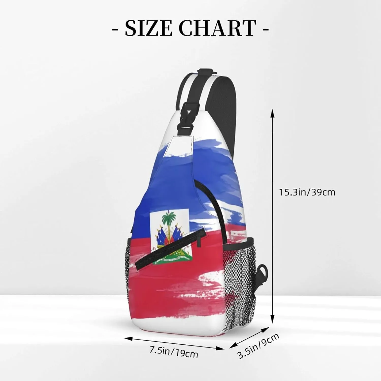 Haiti Flag Sling Bag Multipurpose Crossbody Sling Backpack For Women Men Travel Cycling Hiking Shoulder Bag