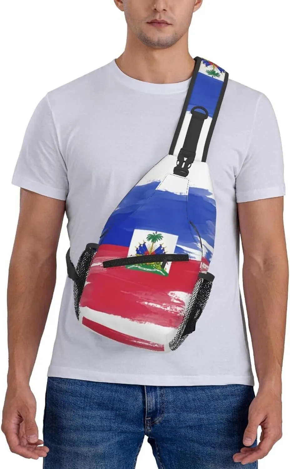 Haiti Flag Sling Bag Multipurpose Crossbody Sling Backpack For Women Men Travel Cycling Hiking Shoulder Bag