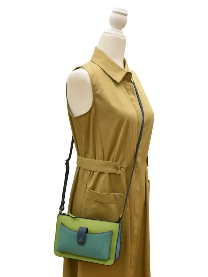 Handbag Front Pocket Phone Bag Serenity Multi Leather RFID Blocking 6046