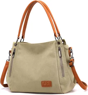 Handbag Shoulder Bag for Women Canvas Tote Bag with Zipper Ladies Crossbody Bag for Work,Shool,Daily