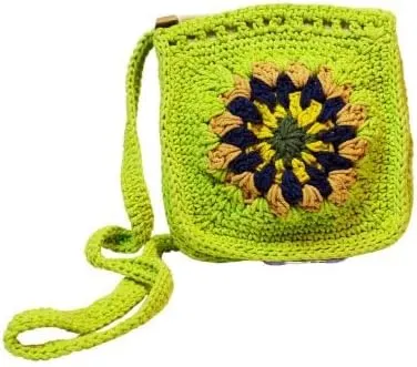 Handmade Crochet Crossbody Bag with Floral Design, Small messenger bag