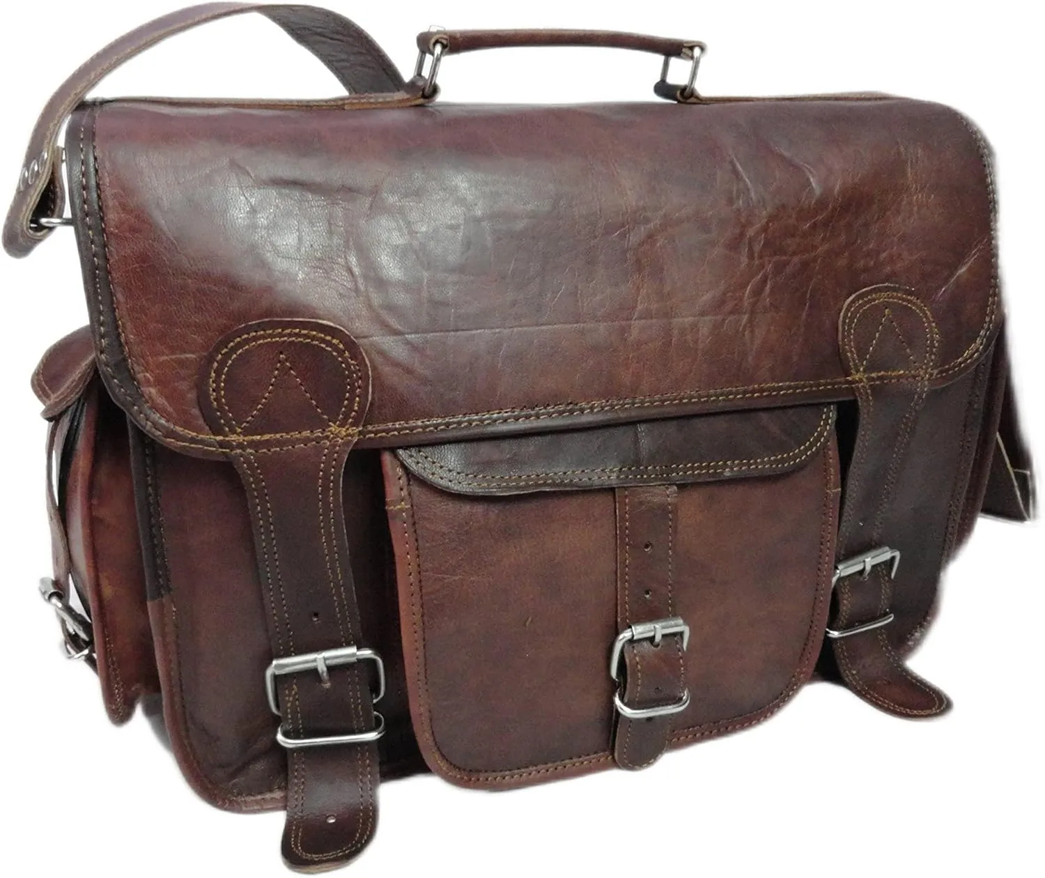 Handmade Vintage Leather DSLR Camera Messenger Bag with Removable Inserts, For Sony Canon Nikon Olympus SLR & its lenses, Briefcase Satchel Crossbody Shoulder Bags Unisex Medium 16x12 inches
