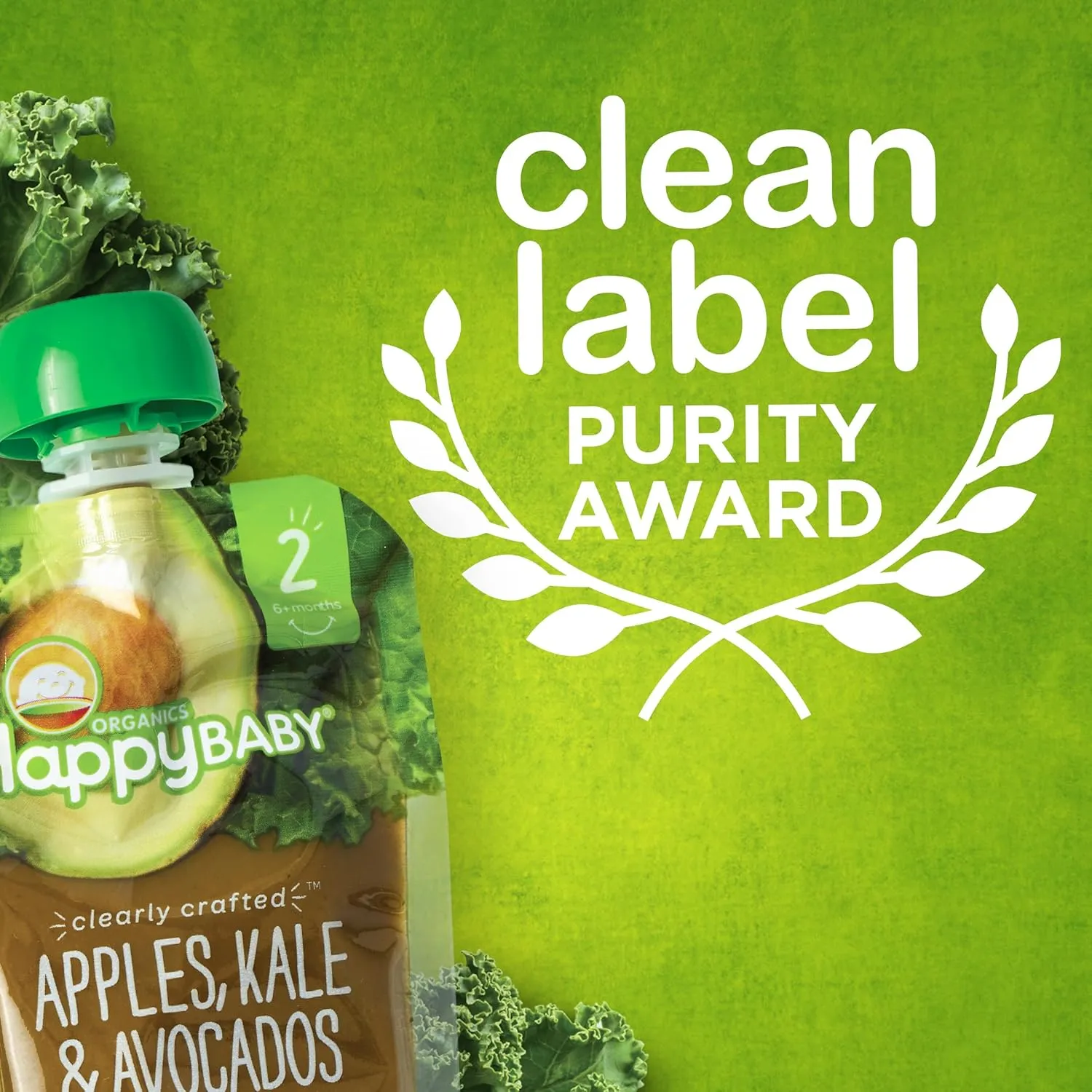 Happy Baby Organics Stage 2 Baby Food Pouches, Gluten Free, Vegan & Healthy Snack, Clearly Crafted Fruit & Veggie Puree, Bananas, Pineapples, Avocado & Granola, 4 Ounces (Pack of 16)