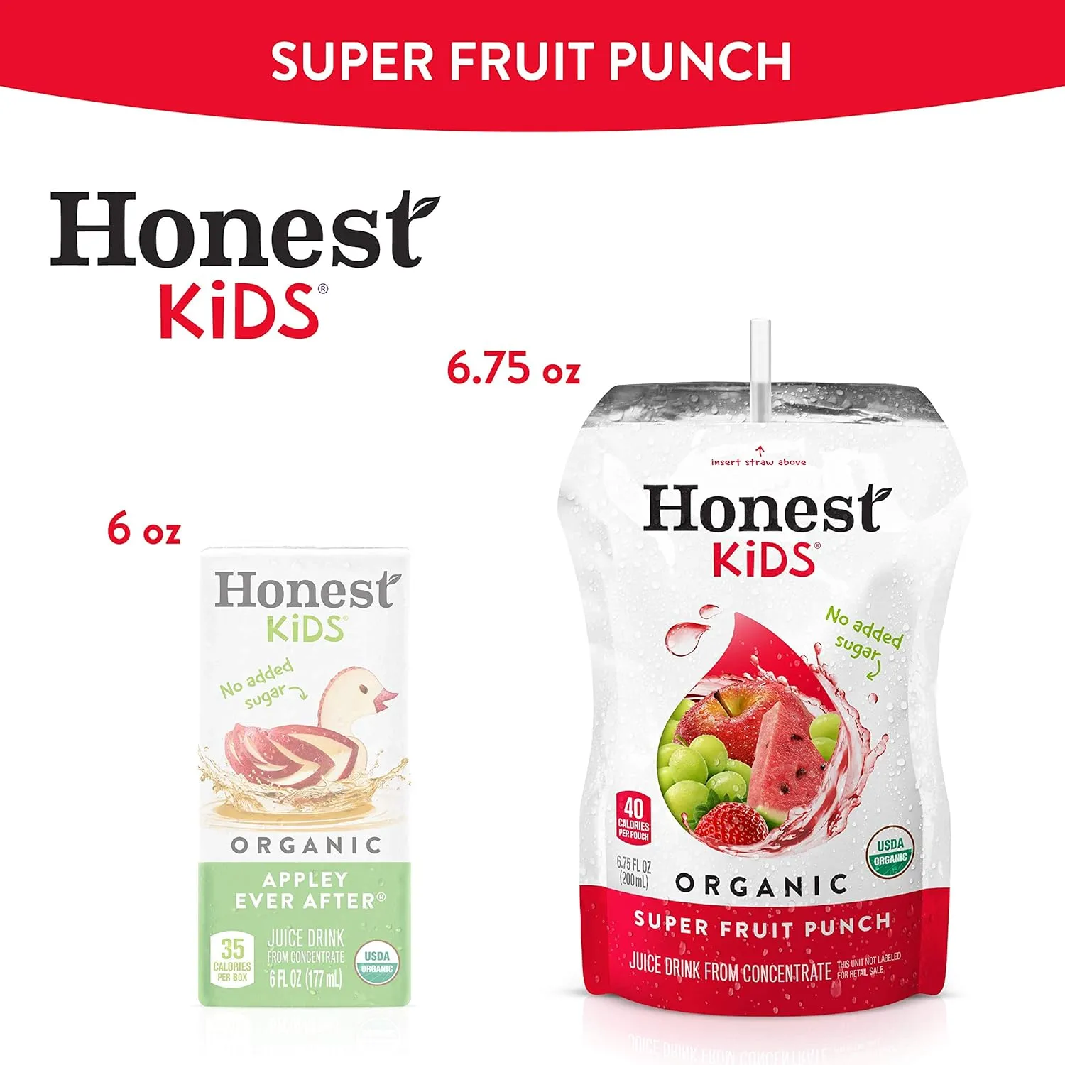 Honest Kids Super Fruit Punch Organic Fruit Juice Drink, 6.75 Fl Oz, 6.75 Fl Oz (Pack of 32)