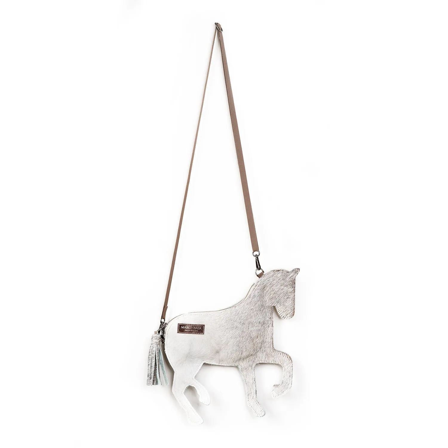 Horsie In Grey & Brown Hair On Leather