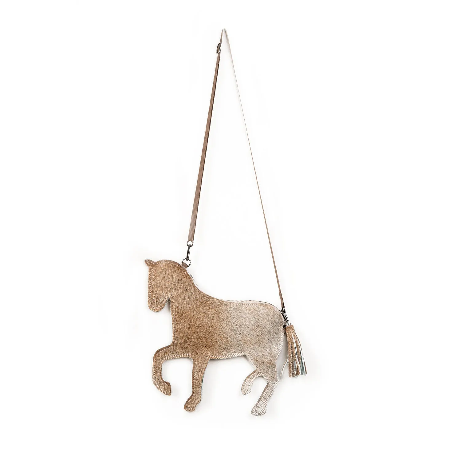 Horsie In Grey & Brown Hair On Leather